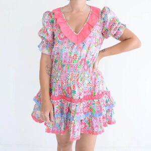 Alden Adair Happy Daze  Purple Pink Floral Kelsey Mini Flowy Dress S NWT